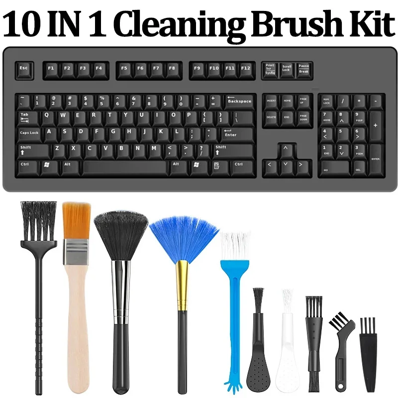 10-1pc Portable Anti-static Dusting Brush Cleaning Kit for Computer Keyboard Small Space Cleaner Soft-bristle Professional Brush