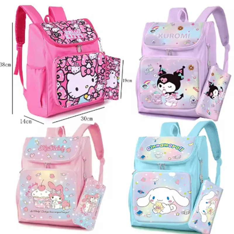 Kawaii Sanrio Hellokitty plecak Kuromi Cinnamoroll torba studencka o dużej pojemności dziecięca torba damska dla dzieci szkoła otwiera prezenty