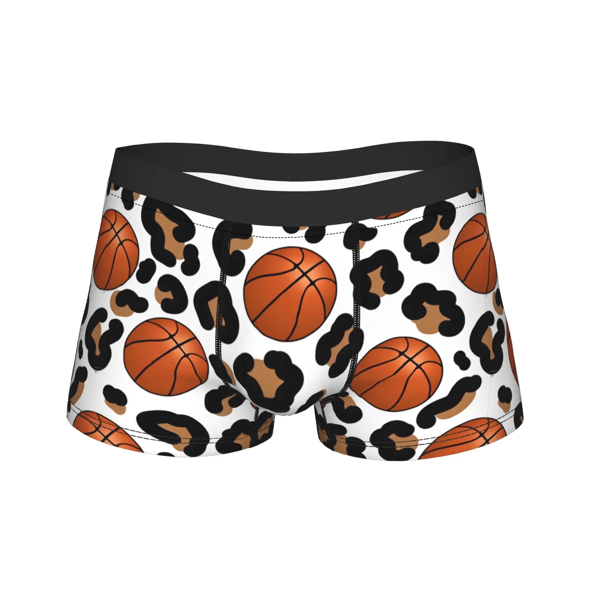 Leopard Print Basketball Seamless Pattern Underwear  Custom DIY Trunk Quality Men's Panties Elastic Boxer Brief Birthday Present