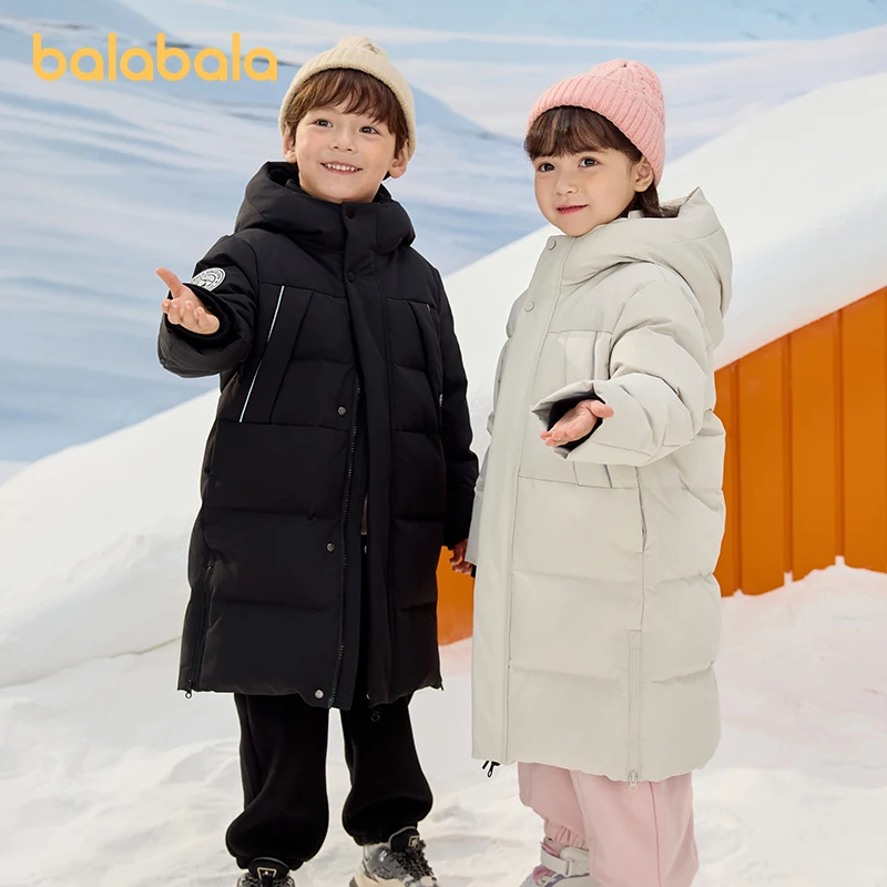 

Balabala Kids Long Down Coat Boys Girls Thickened Warm Jacket Winter 2025 Trendy Outerwear for Toddlers