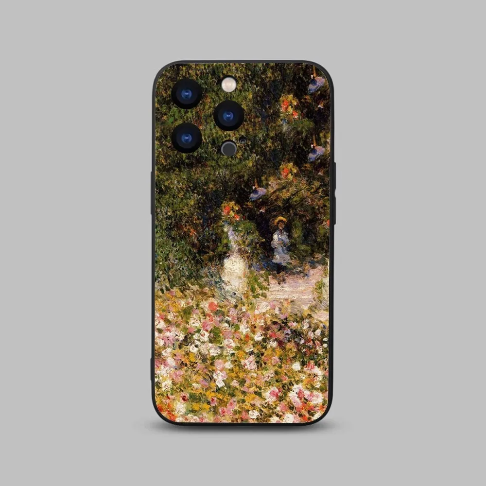 Pierre-Auguste Paintings Renoir Phone Case For iPhone 15,14,13,12,11 Plus,Pro,Max,XR,XS,X,7,8 Plus,SE,Mini Black Silicone Soft