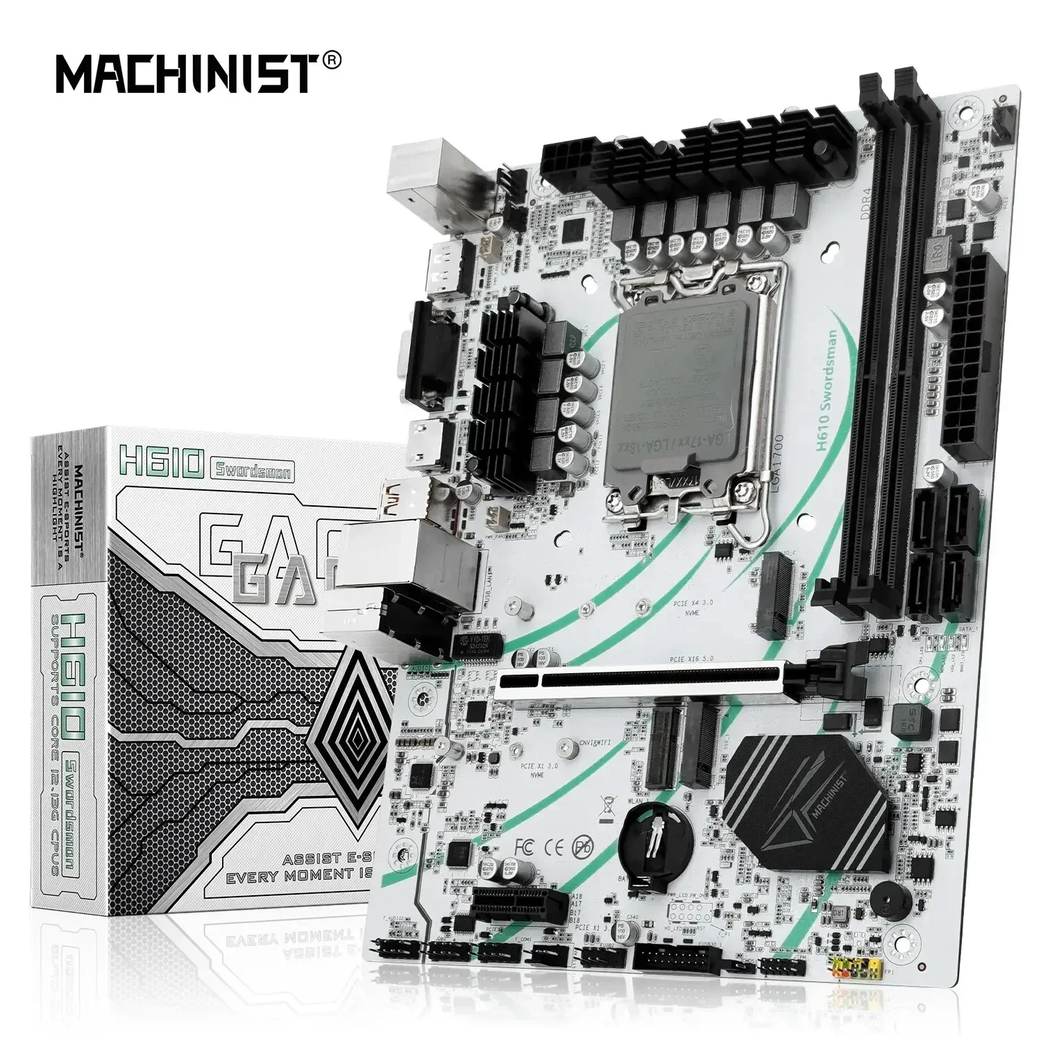 MACHINIST H610 Swordsman Motherboard Support 12 13 Gen( Intel LGA 1700 CPU 12100F 12400F 12490F 12600F 12700F 13600F) M-ATX DDR4