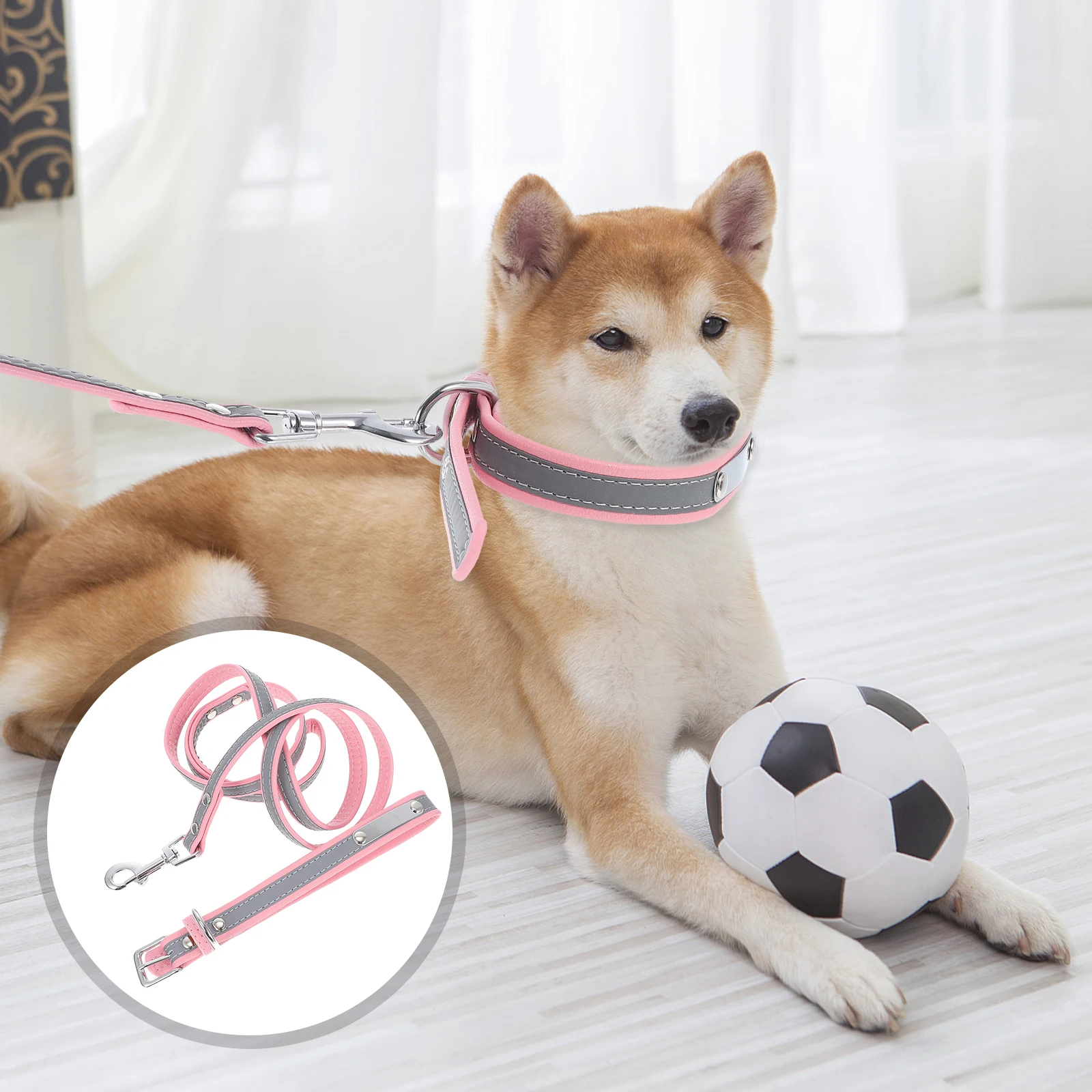 

Pet Collar Dog Leash Reflective Walking Rope Puppy Night Microfiber Training Breathable Durable Practical Long Lasting Use Home