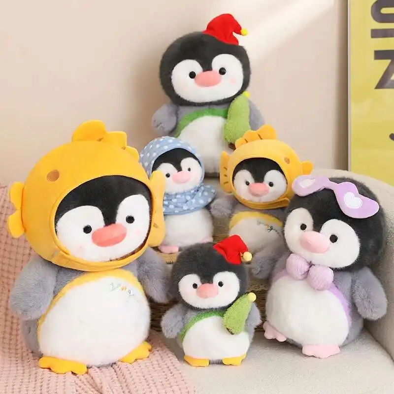 

25/35/45cm Penguin Taiyaki headgear Dress Up Plush Toy Cartoon Animal Stuffed Doll Kawaii Home Decor Kid Baby Girl Birthday Gift
