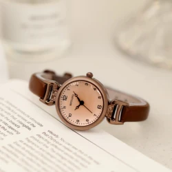 2024 Quartz Watch Women PU Leather Thin Strap Wristwatch Ladies Watches Solid Color Fashion Women Gift Watch Relojes Para Mujer