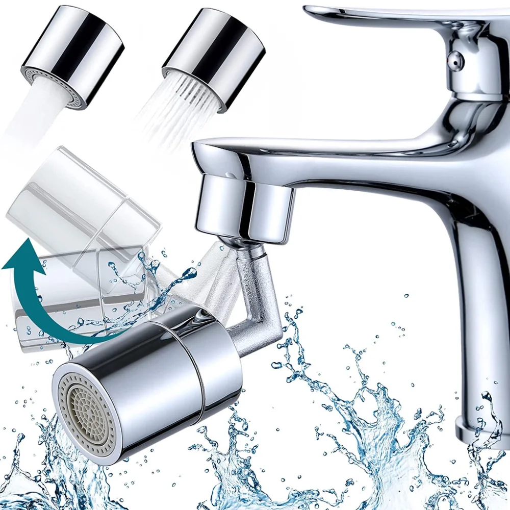 1080 ° drehbarer universeller Spritz filter Wasserhahn Extender 720 ° Belüfter Sprüh kopf mit drehbarem Waschbecken für Küche Bad
