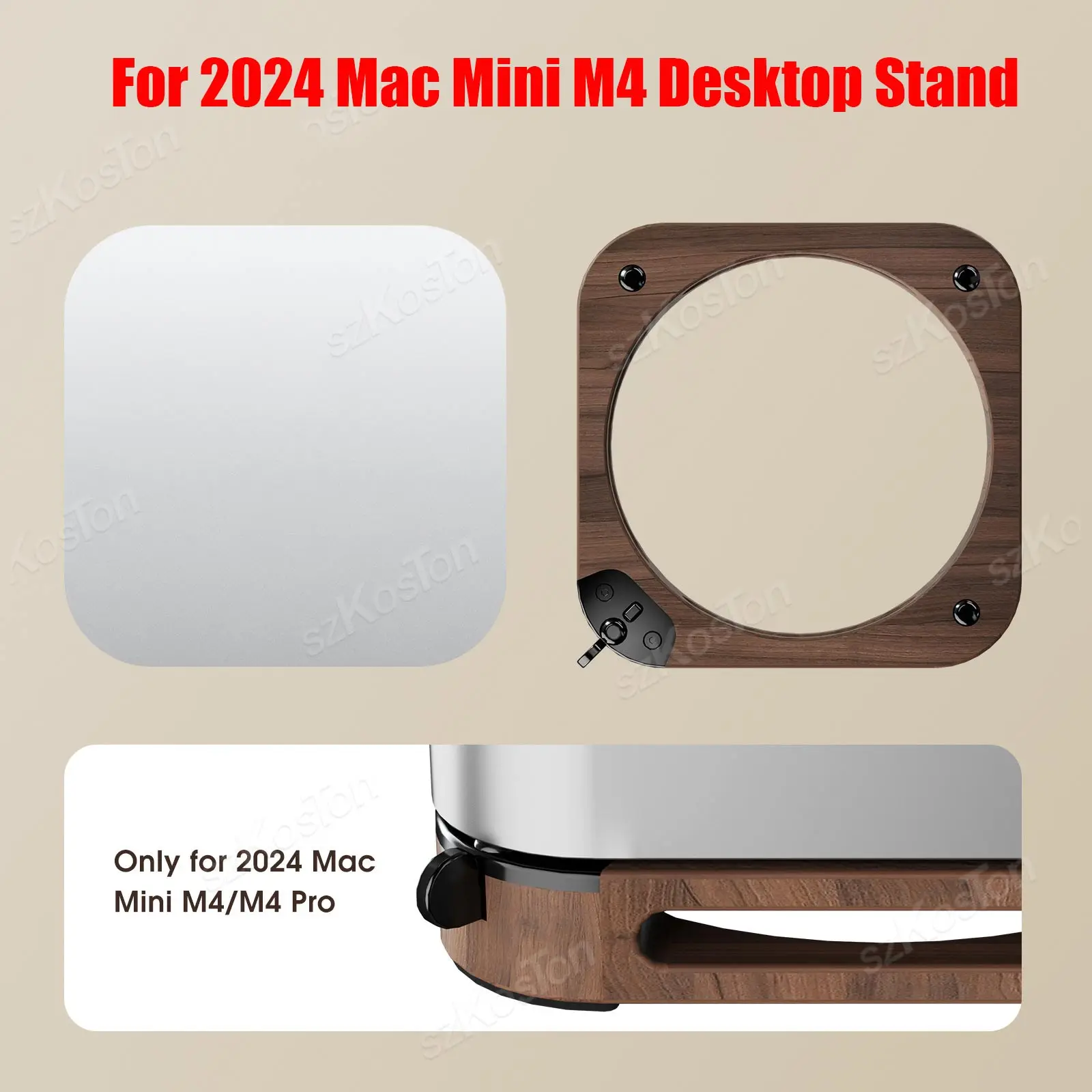 For 2024 Mac Mini M4 Computer The Heat Dissipation and Dust Proof Base Black Walnut Desktop Stand for Mac Mini M4 Pro PC Holder