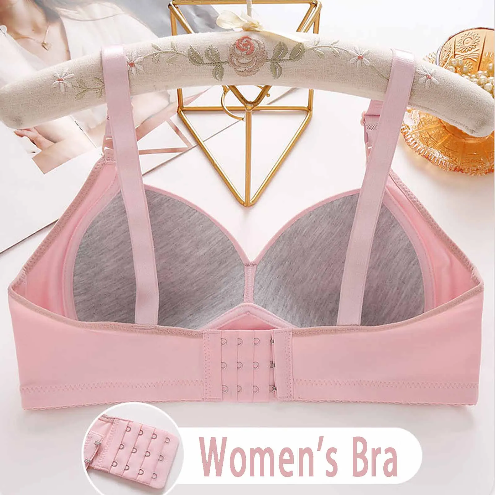 Women Brassiere Without Steel Ring Breathable Gathered Ladies Underwear Non-magnetic Thin Cup Big Size Female Bra 36-46