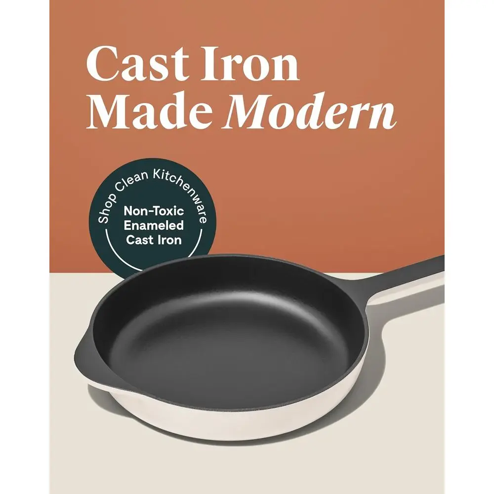 10.5 Enameled Cast Iron Skillet - 3 Layer Enamel, No Seasoning, All Stovetops Compatible