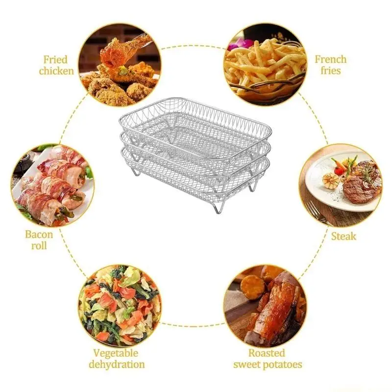 

D0AB Набор аксессуаров для фритюрниц из нержавеющей стали, 3-х ярусные штабелируемые стойки для дегидратора