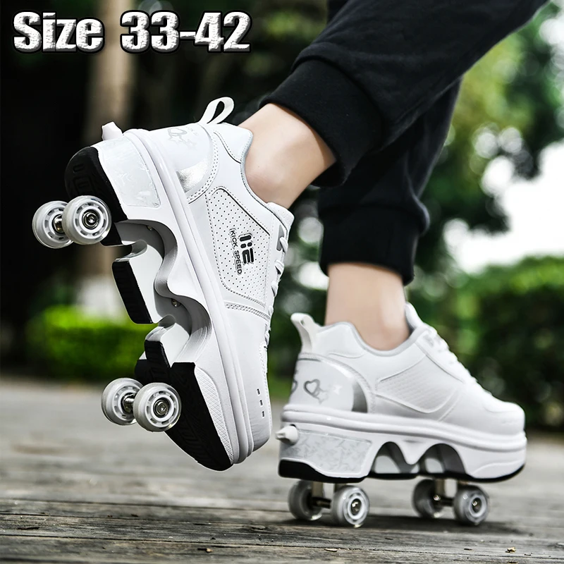 

Роликовые коньки, кроссовки для бега, женские роликовые коньки для взрослых и детей, роликовые коньки унисекс, обувь для паркура-трансформера, 4-колесная обувь