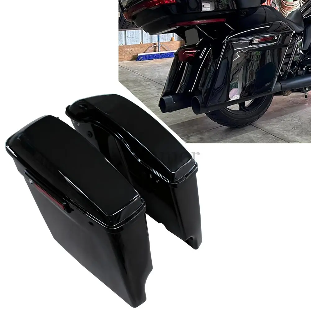 Motorcycle Trunk Extended Hard Saddlebags With Lids For Harley Touring Road King Electra Street Glide FLHR/I FLTRX FLHT 2014-25