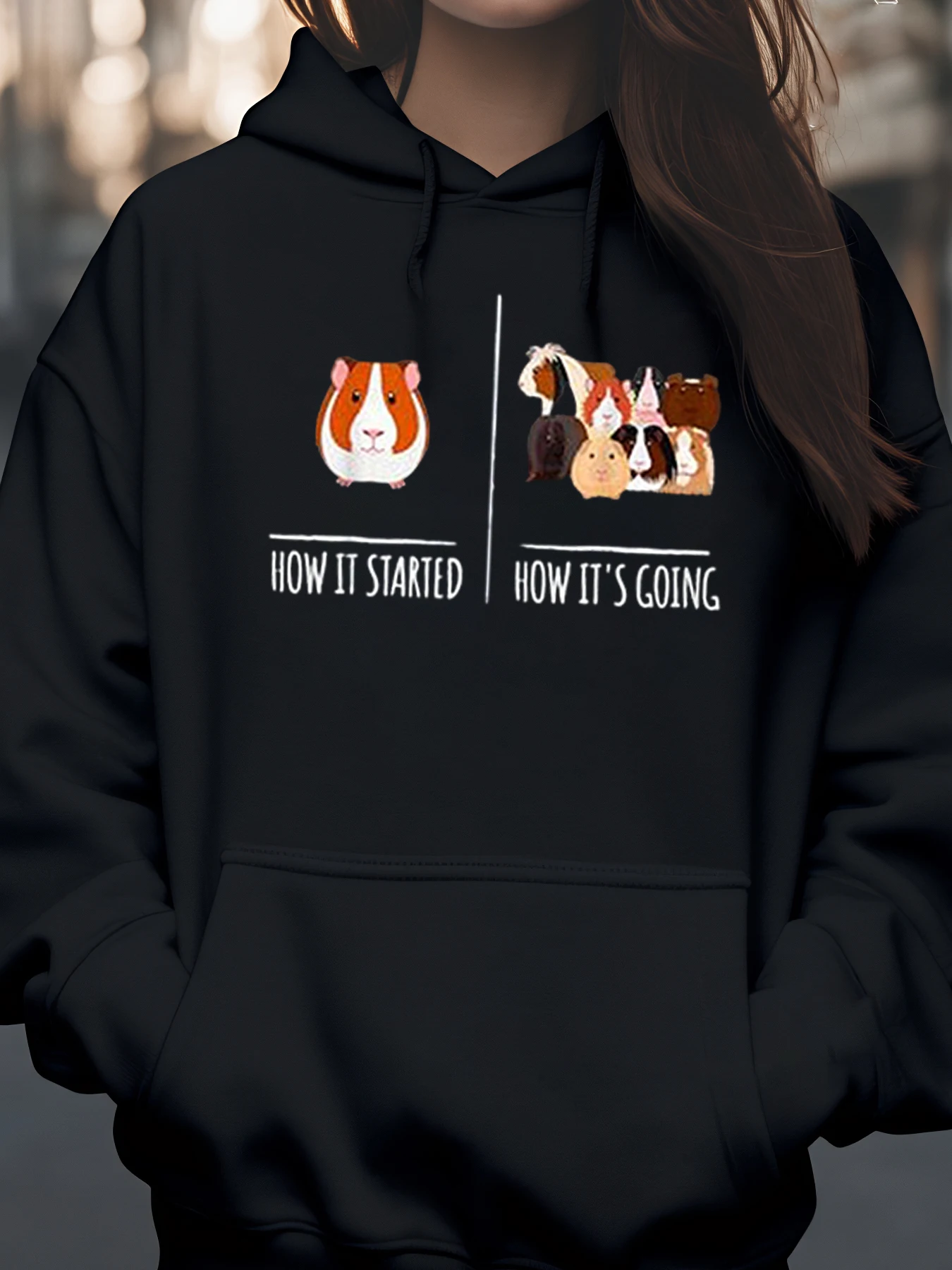 

Морская свинка How It Started How It Going Толстовка с принтом для любителей домашних животных Повседневная одежда для женщин и мужчин