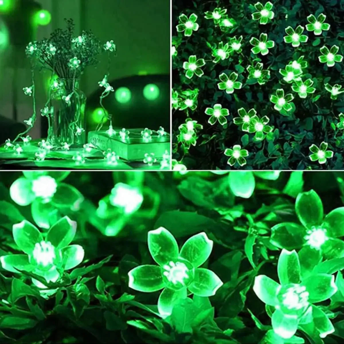 Imagem -04 - Luzes Solares Led para Decoração Exterior Floral Blossom String Fada da Flor Guirlandas para Festa de Natal Impermeável