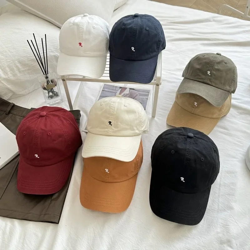 Letter Small Icon Embroidered Spring and Summer Thin Cotton Soft Top Baseball Cap Peaked Cap Couple Style