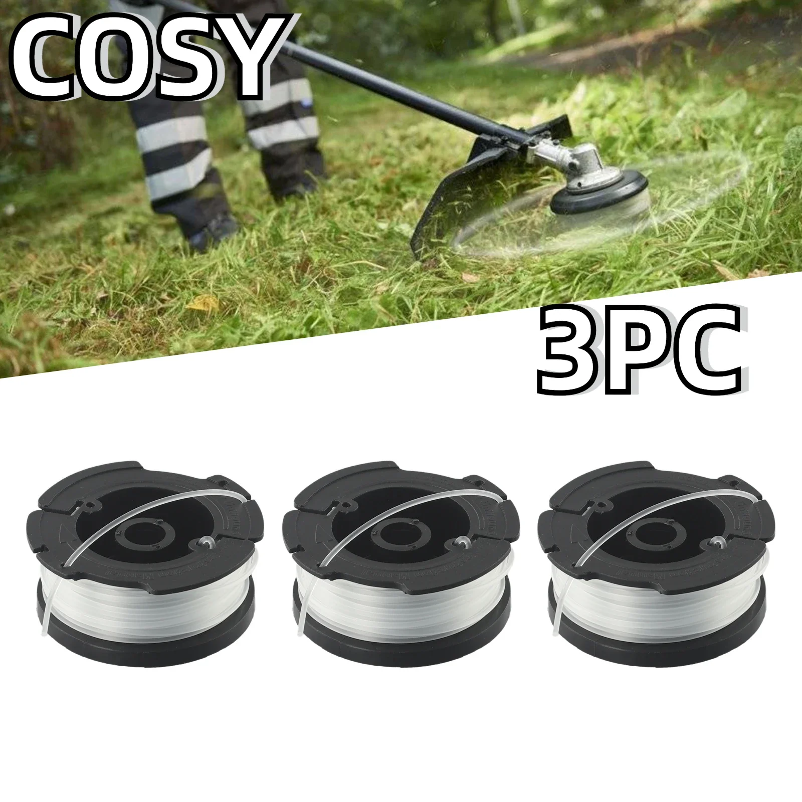 

COSY 3pcs For Black&Decker A6481 Strimmer Trimmer Spool Line Lawn Mower Tool Parts ST4525 ST6600 ST7200 Garden Equipment