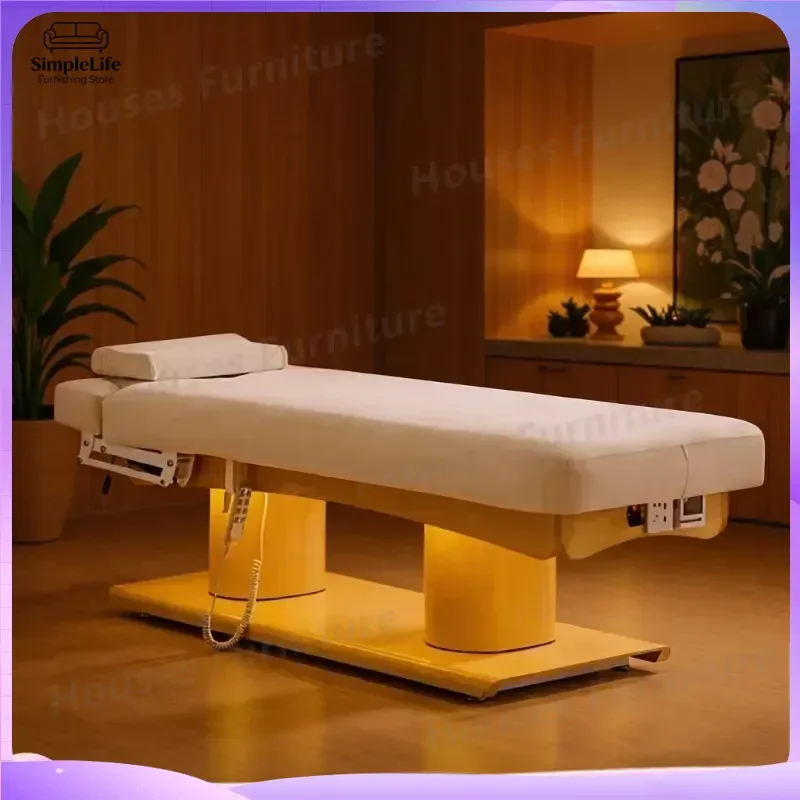 For Beauty Bed Salon Facial Massage Table Adjustable Height Heating SPA Treatment Chair Multi Function Lifting Bed