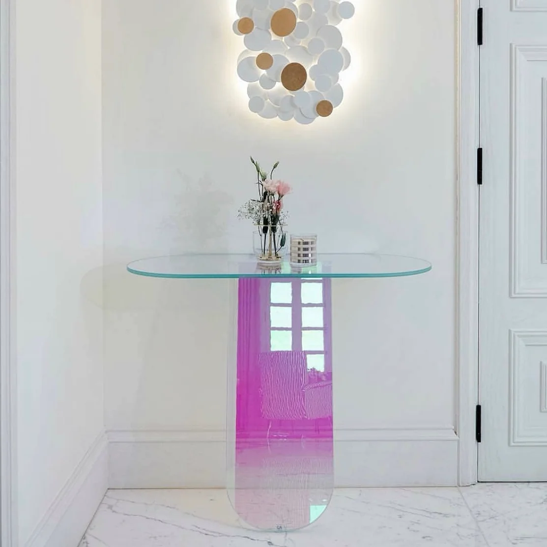 Italian SHI07 glass side table gradual change rainbow porch table