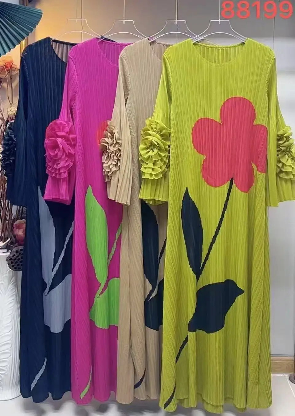 2025年秋新作 ミヤケ風 ルーズで上品なプリーツワンピース レディース カジュアル デイリー 長袖 ロングワンピース