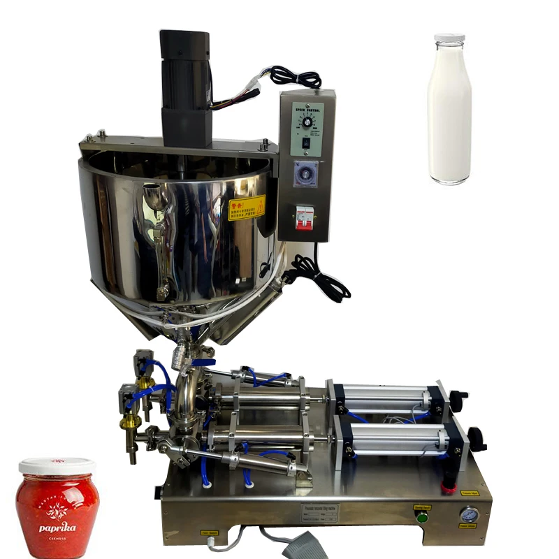 

PBOBP Double Head Paste Filling Machine Stainless Steel Foot Control Heating And Stirring Type Filling Machine