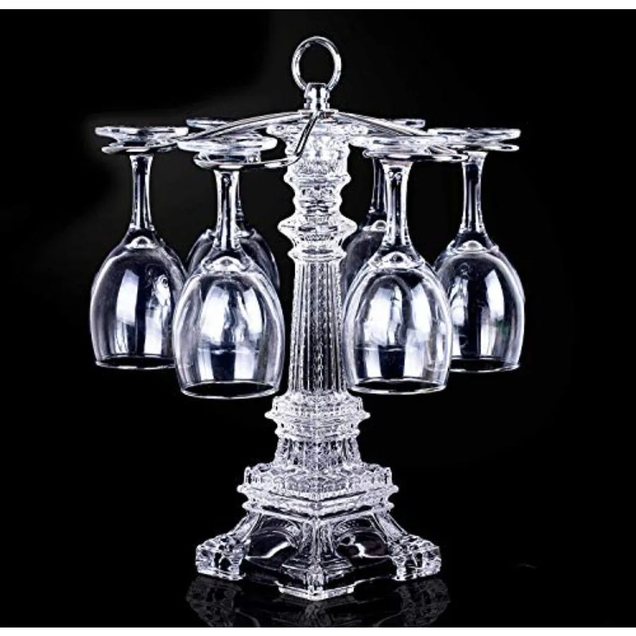 

Настольная подставка для 6 бокалов в форме Эйфелевой башни / Вращающаяся подставка для хранения 6 винных бокалов с функцией сушки