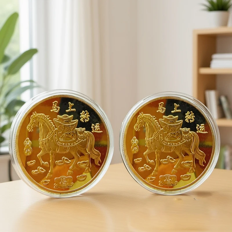 2026 عملات زودياك الحصان التذكارية 40 ملم، هدايا تذكارية معدنية قابلة للجمع للعام الجديد #3