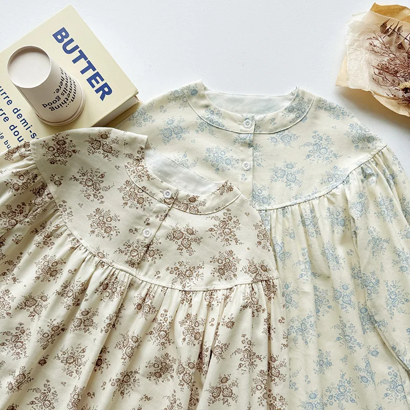 

Forest Style Artistic Print Long Sleeve Girls' Dress2025Autumn Style Casual Loose Children's Skirt for Toddlers and Young Kids