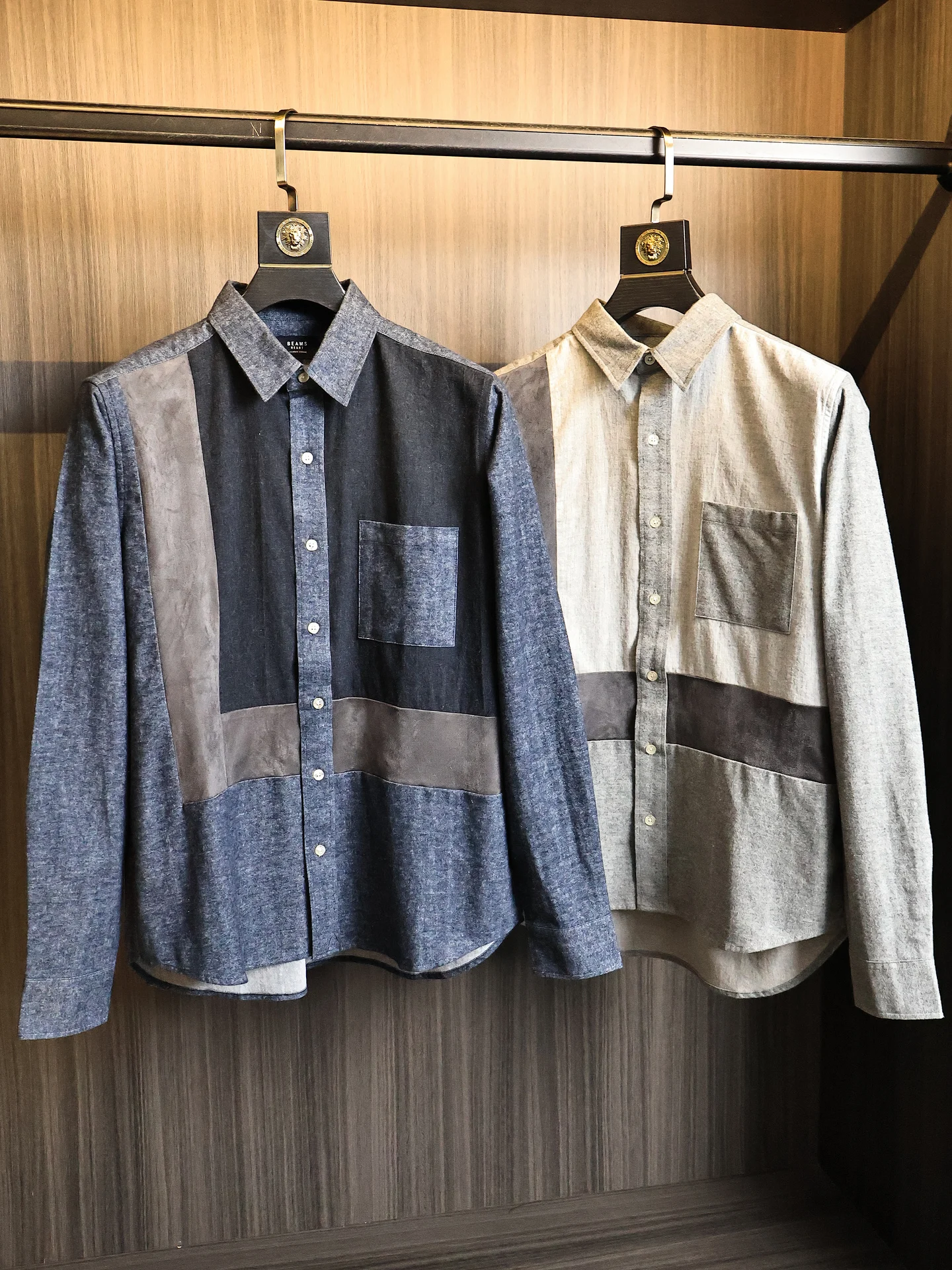 Men's Fashionable Urban Style Long Sleeve Shirt Jacket Autumn Season Color Block Collar Stand up Outerwear Breathable Cotton