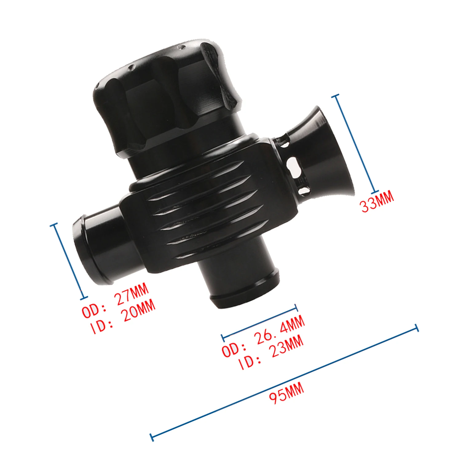 25mm デュアルポート ブローオフバルブ BOV ダンプバルブ SUV車および車両用 ブラックアルミニウム ユニバーサル ターボチャージャーベントキット