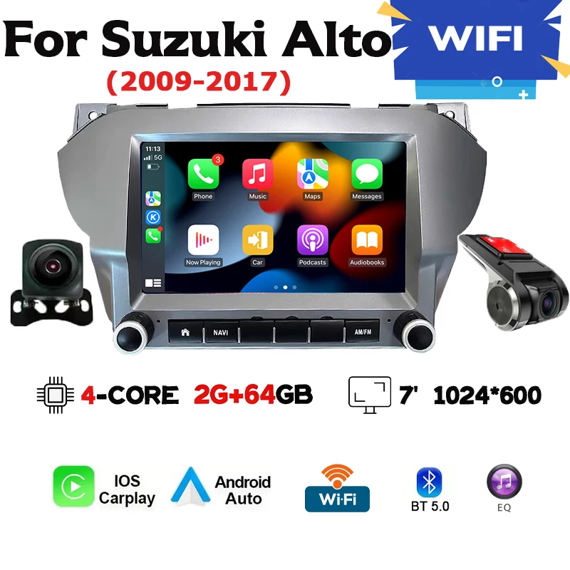 Voor Suzuki Alto 2009-2016 Android 13 Autoradio Multimedia Speler GPS Navigatie Draadloze Carplay en WIFI Bluetooth oproep