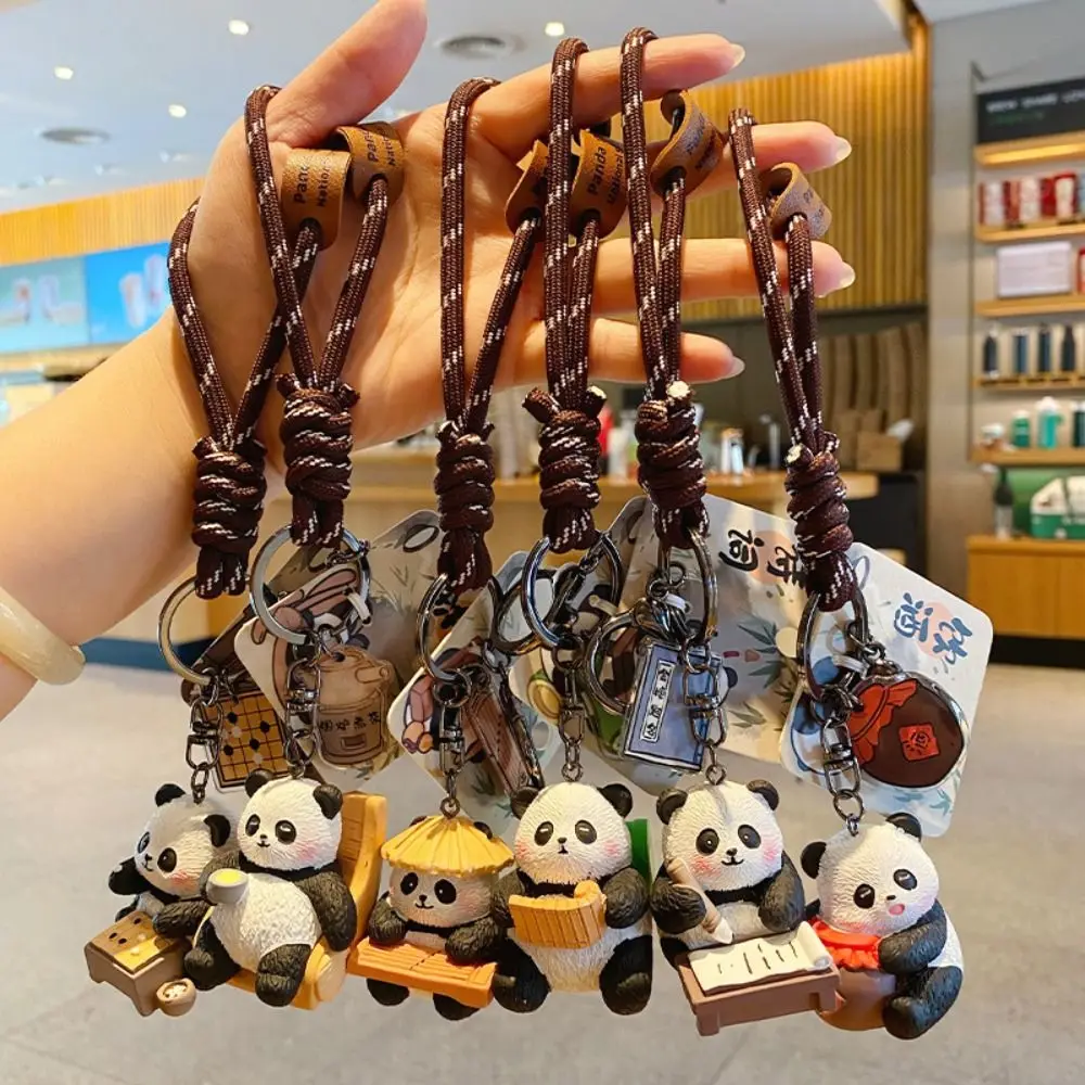 

Fashion Cartoon Panda Keychain Kawaii Chinese Style Panda Dolls Pendant Bag Hanging Ornaments Car Key Ring Gifts