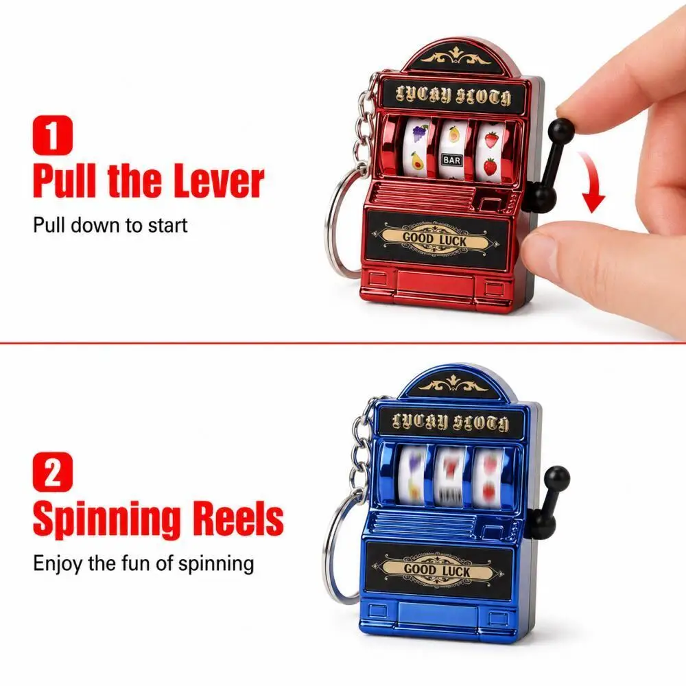 Mini Fruit Machine Keychain, Rotatable Slot Machine Pendant, Lucky Decor Ornament, Multiple Colors Available