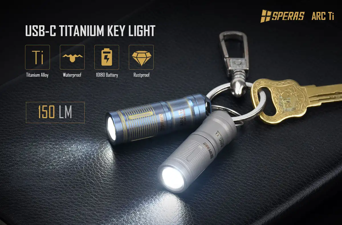 Speras ARC Titanium USB-C Key EDC Flashlight Rechargeable Flashlights Mini Torch Light Zaklamp