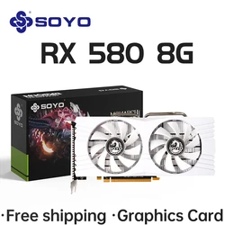 Soyo amd radeon rx580 8gグラフィックスカードgddr5メモリビデオゲーミングカードpcie3.0x16 hdmi dp * 2デスクトップコンピュータコンポーネント用