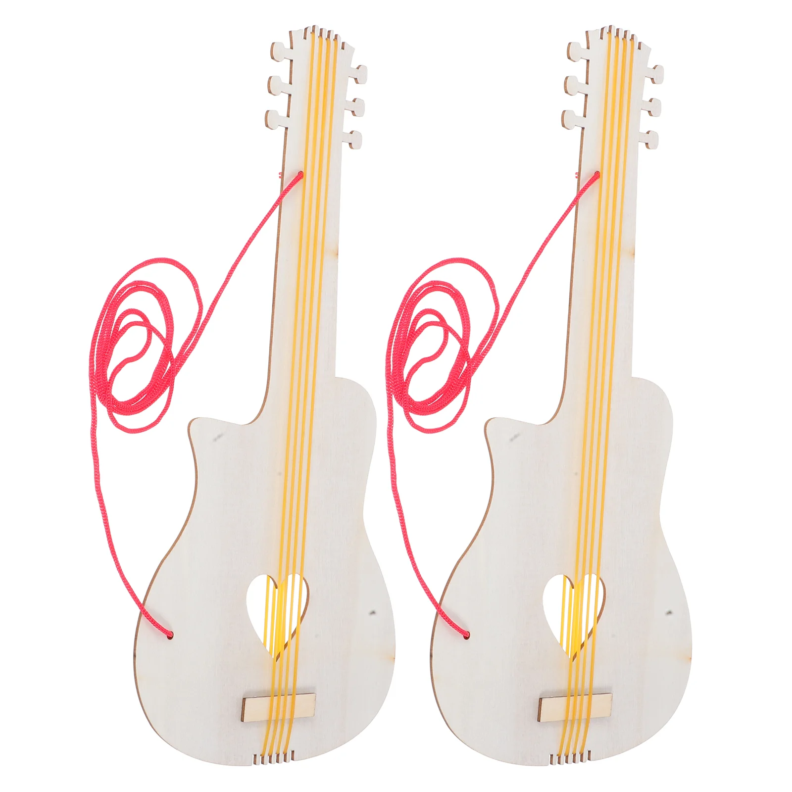 

2 Pcs Guitars for Kids DIY Graffiti Toy Wood Cake Models Wooden Cutout Unfinished Crafts Child