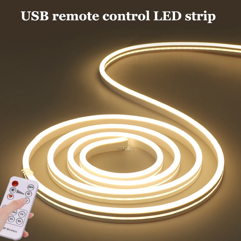 

USB LED Flexible Neon Light Strip RF Remote PIR Motion Sensor Stripe Led Lights Kitchen night light cabinet Sweep Waving ON OFF