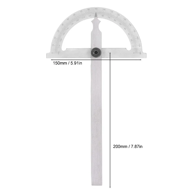 Angle ruler, single arm stainless steel angle gauge, 180 degree adjustable semi-circular indexing gauge, protractor
