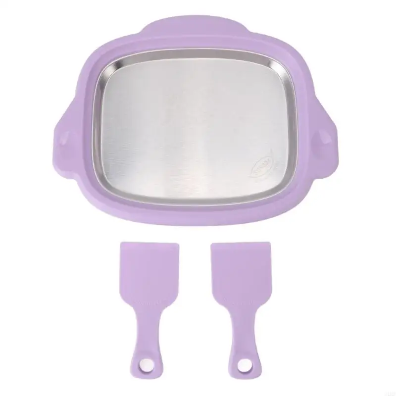 J1HF Ice Cream Maker Pan with 2 Scrapers Ice Cream Maker Plate Multifunctional Cold