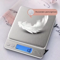 Digital Kitchen Scale 3000g/ 0.1g USB Charging with 2 Trays Home Mini Jewelry Pocket Scale with LCD Display Digital Food Scales