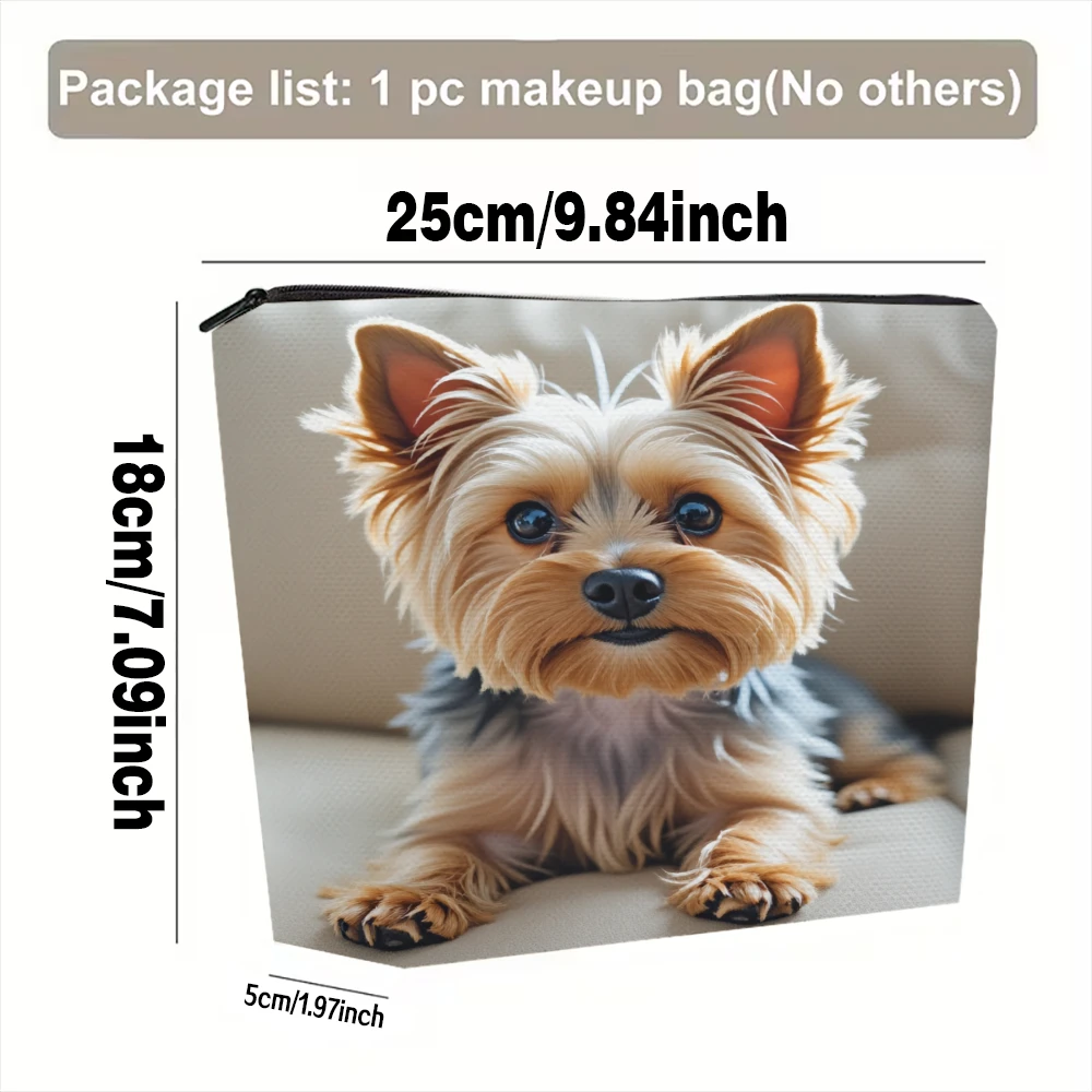 Yorkshire Terrier Dog Portrait Print Makeup Bags for Girls Cosmetic Pouch Toiletry Bag Pencil Case Travel Storage