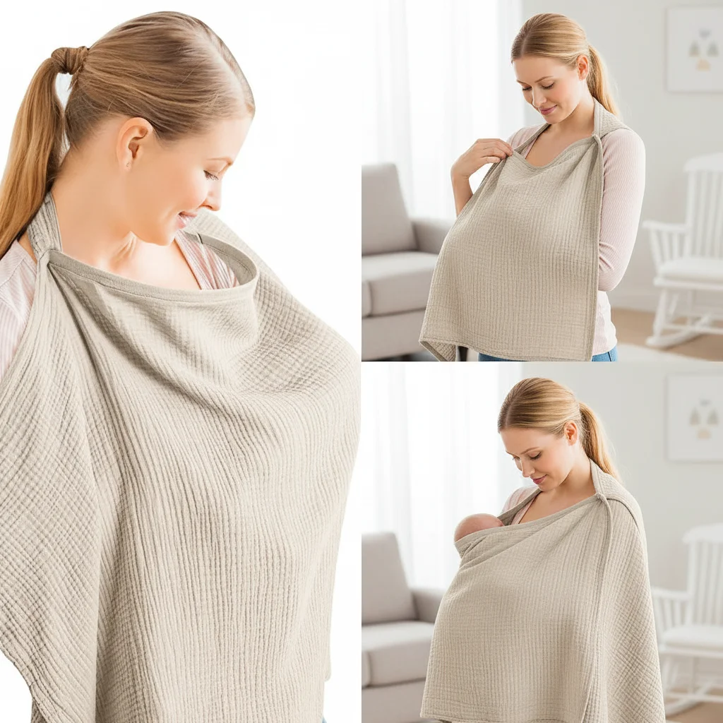 

Женское накидное полотенце COAEXMAZ для кормления грудью, дышащее, 100% хлопок, 29x37 дюймов