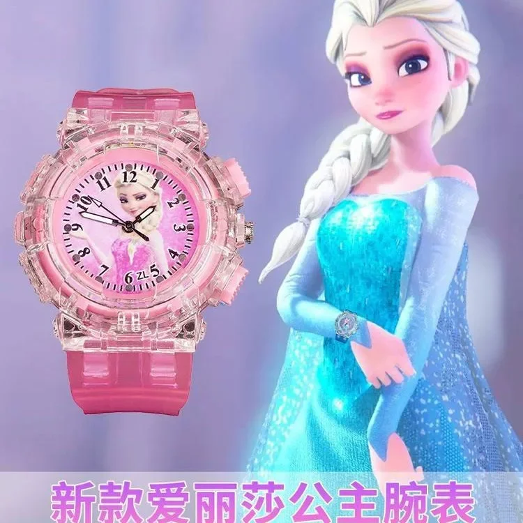 Disney Frozen Cartoon Children Watches Toy Flash Waterproof Sports Watch for Kids Girls Boy Quartz Wristwatch Child Clock Gifts