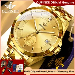 OUPINKE Swiss Certification Automatic Mechanical Watch Men Luxury Top Brand Real Gold Real Diamond Sapphire Mirror Wristwatch