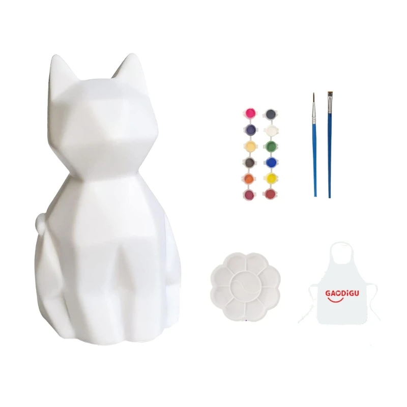 Conjunto interativo luz noturna para pintura gatos para artistas, brinquedo criativo para crianças