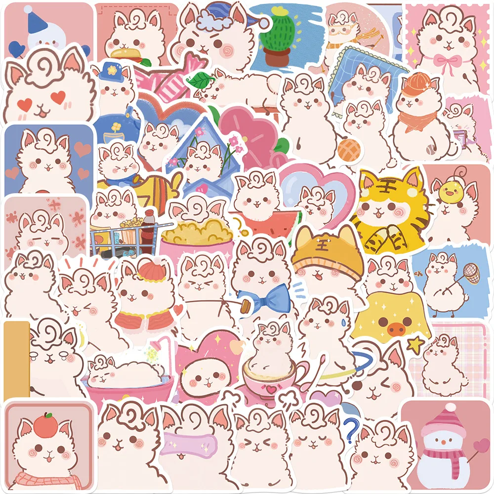 10/30/50PCS Cartoon Cute Alpaca Sticker Graffiti Luggage Computer Car Guitar DIY Scrapbook Wall Sticker Toy Decoration Wholesale