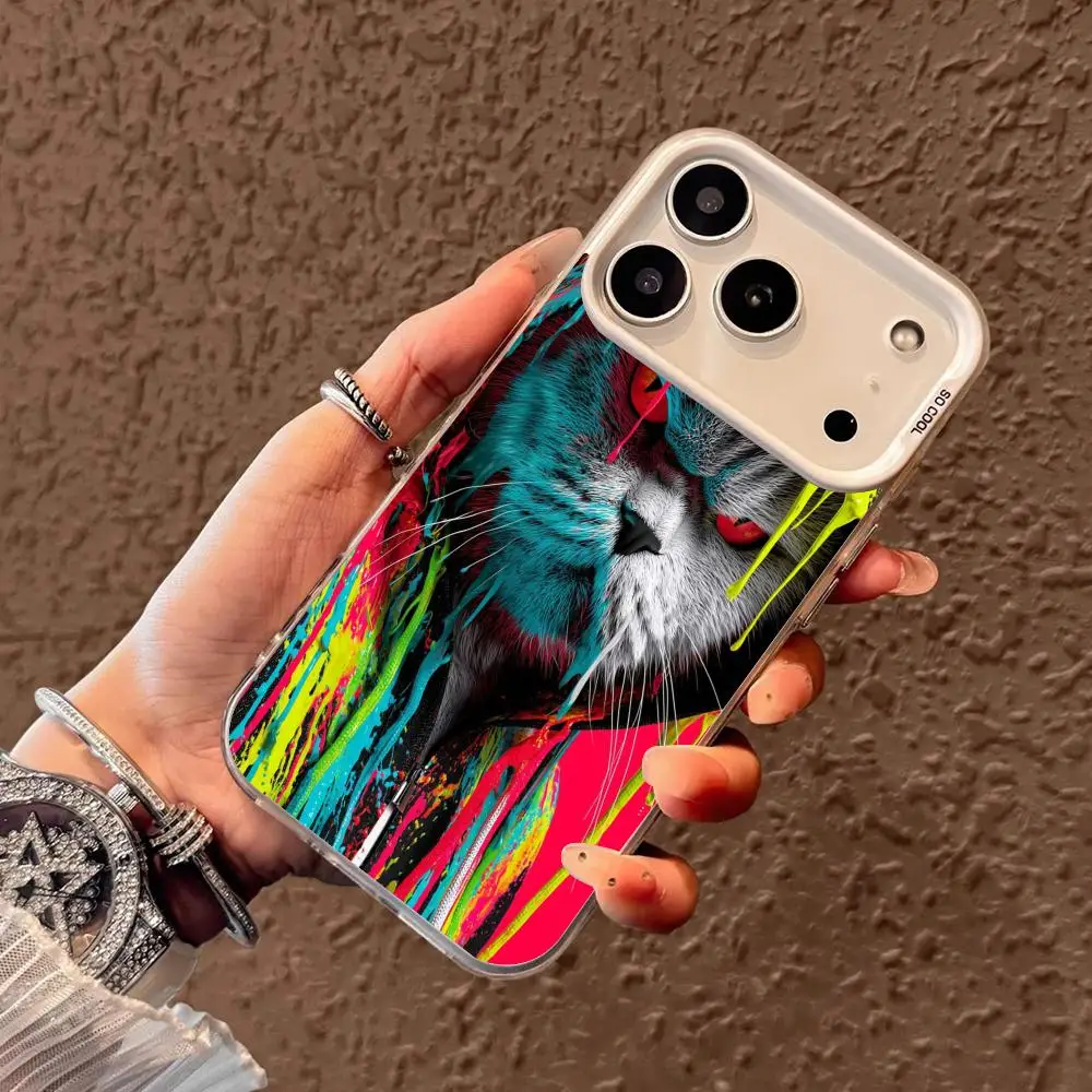 حافظة هاتف على شكل قطة مطلية لهاتف iPhone17 16 15 14 13 12 11 Pro/ Max/Plus غطاء خلفي مقاوم للصدمات ومضاد للبصمة #2