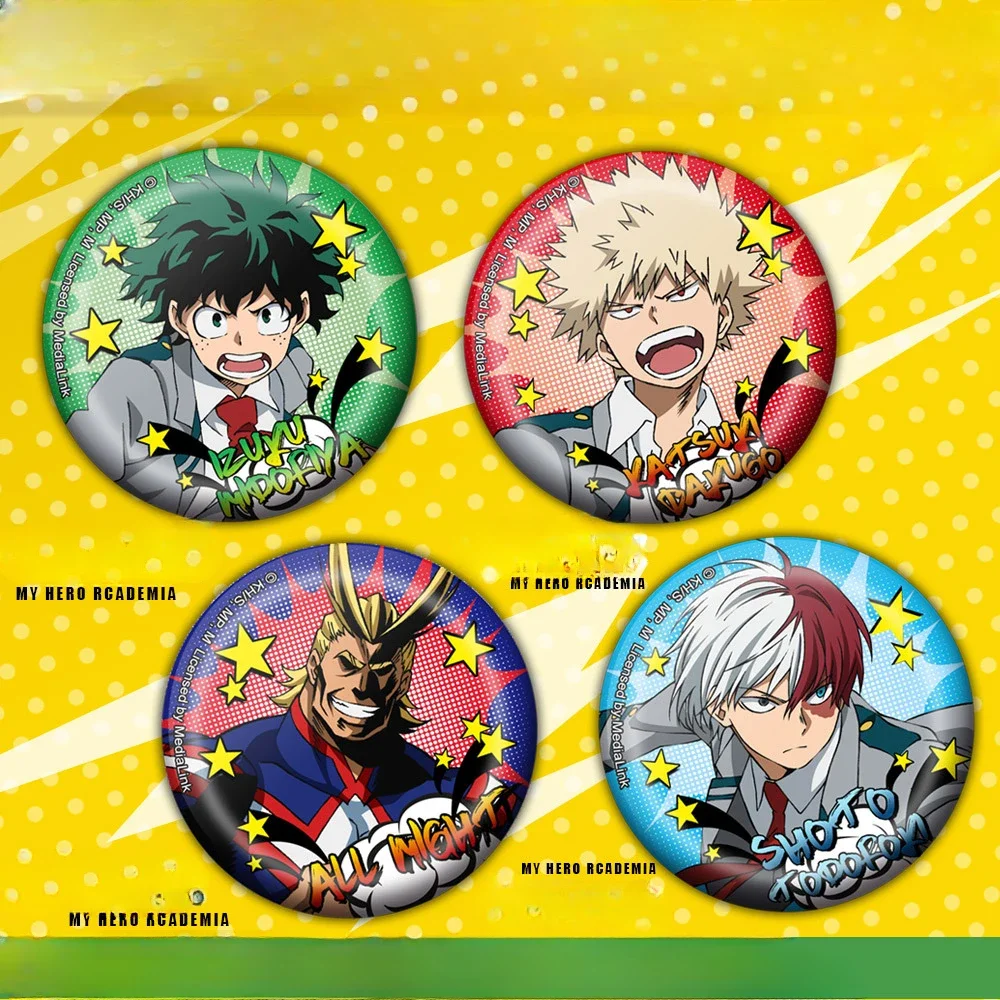 5.8cm Anime Figure Midoriya Izuku All·Might Bakugou Katsuki Anime Exquisite Round Brooches Personality Badge Backpack Toy Gift