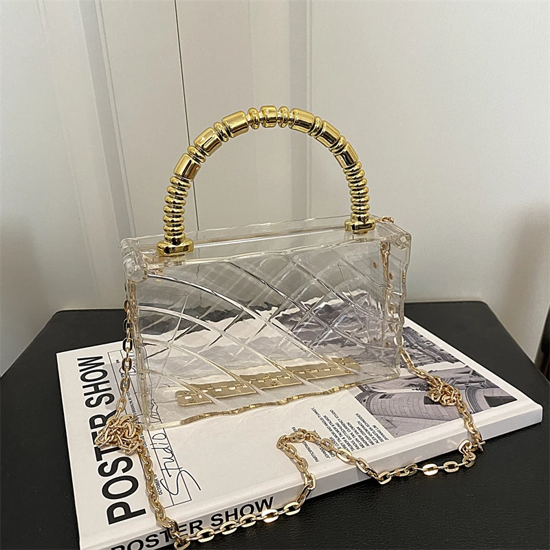

Высококачественная прозрачная акриловая сумка через плечо для женщин, модная мини-коробка, вечерний клатч, модная прозрачная сумка, свадебный кошелек