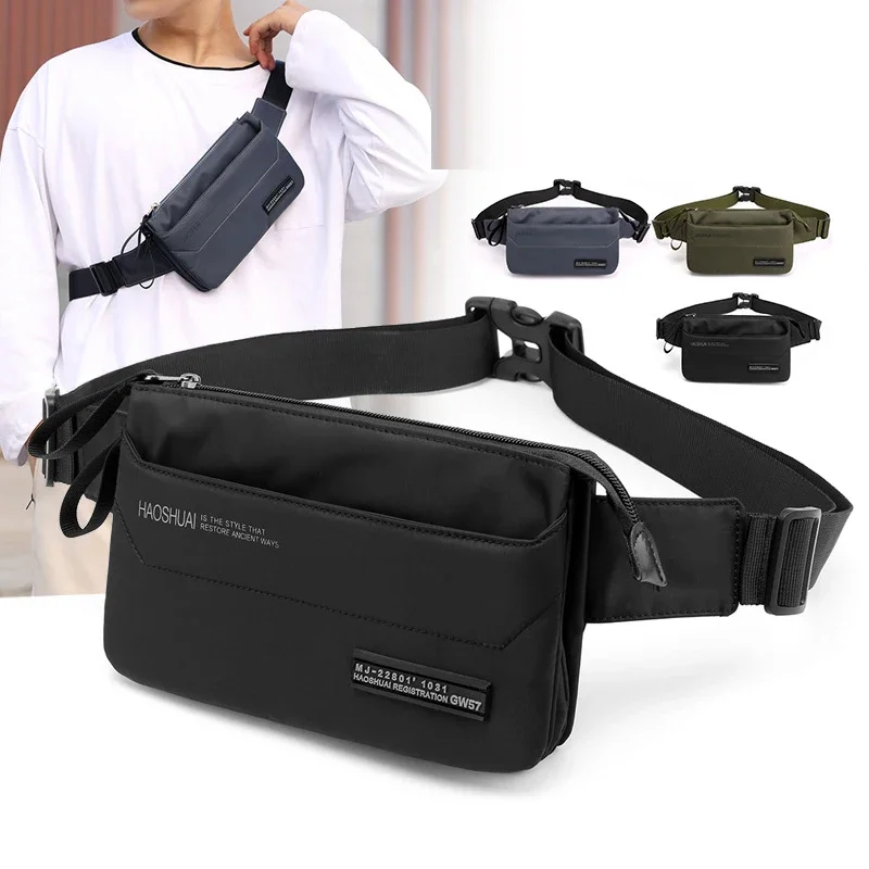 Men Nylon Fanny Pack Hip Bum Bag Running Money Multi-Pocket Fashion Male Cell/Mobile Phone Case Sling Chest Pack Waist Belt Bags