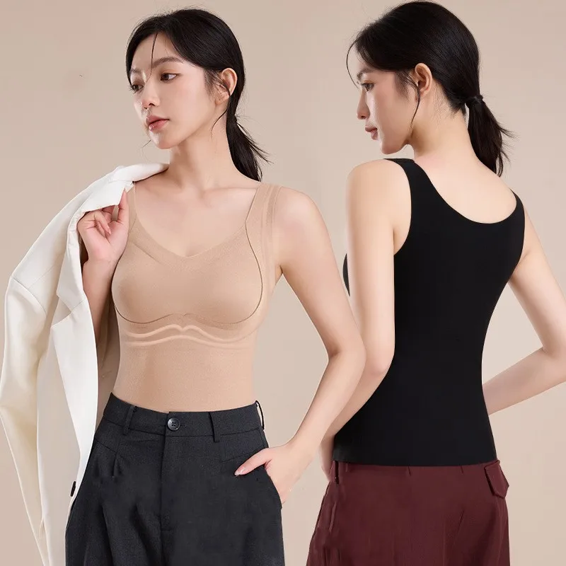 Self Heating Base Multi-Functional Thermal Underwear Tops Warm Vest Breathable Seamless Warm Vest For Cold Weather Indoor Winter
